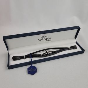 Genuine Leather Multi-Strand Mens Bracelet With Stainless Steel Cross Pendent